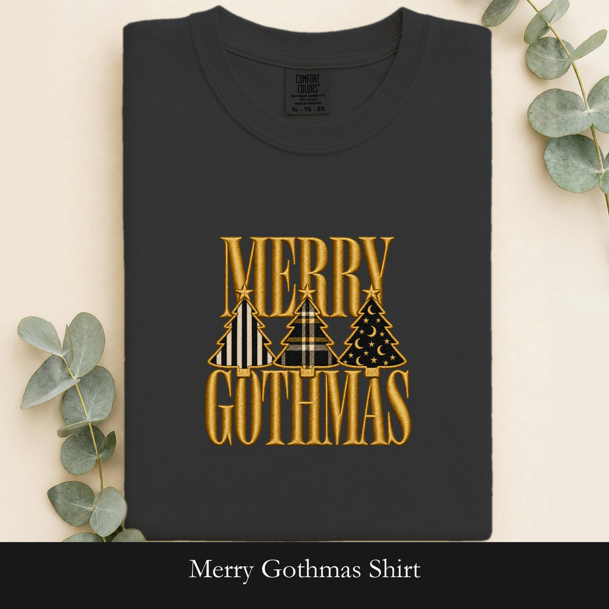 Merry Gothmas Shirt | Gothic Christmas Tree Typography