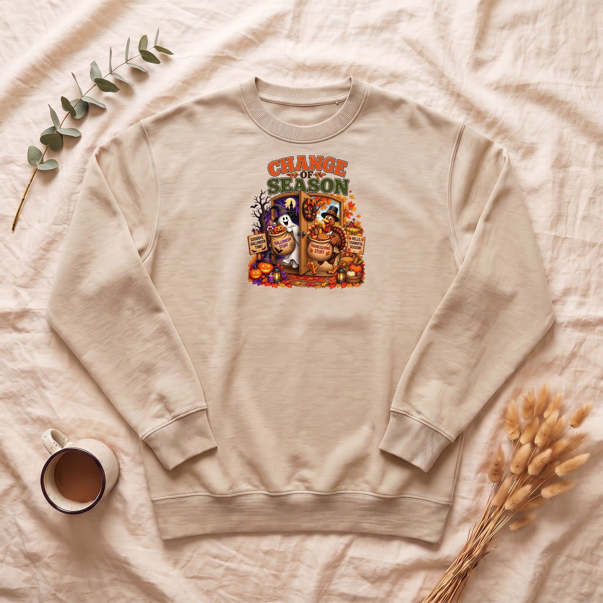 Change Season crewneck sweatshirt | Halloween autumn pumpkins spooky tombstones