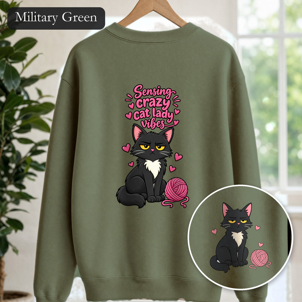 Sensing Crazy Cat Lady Vibes Shirt, Funny Cat Mom Tee, Cat Lover Gift, Sarcastic Cat Owner Sweatshirt