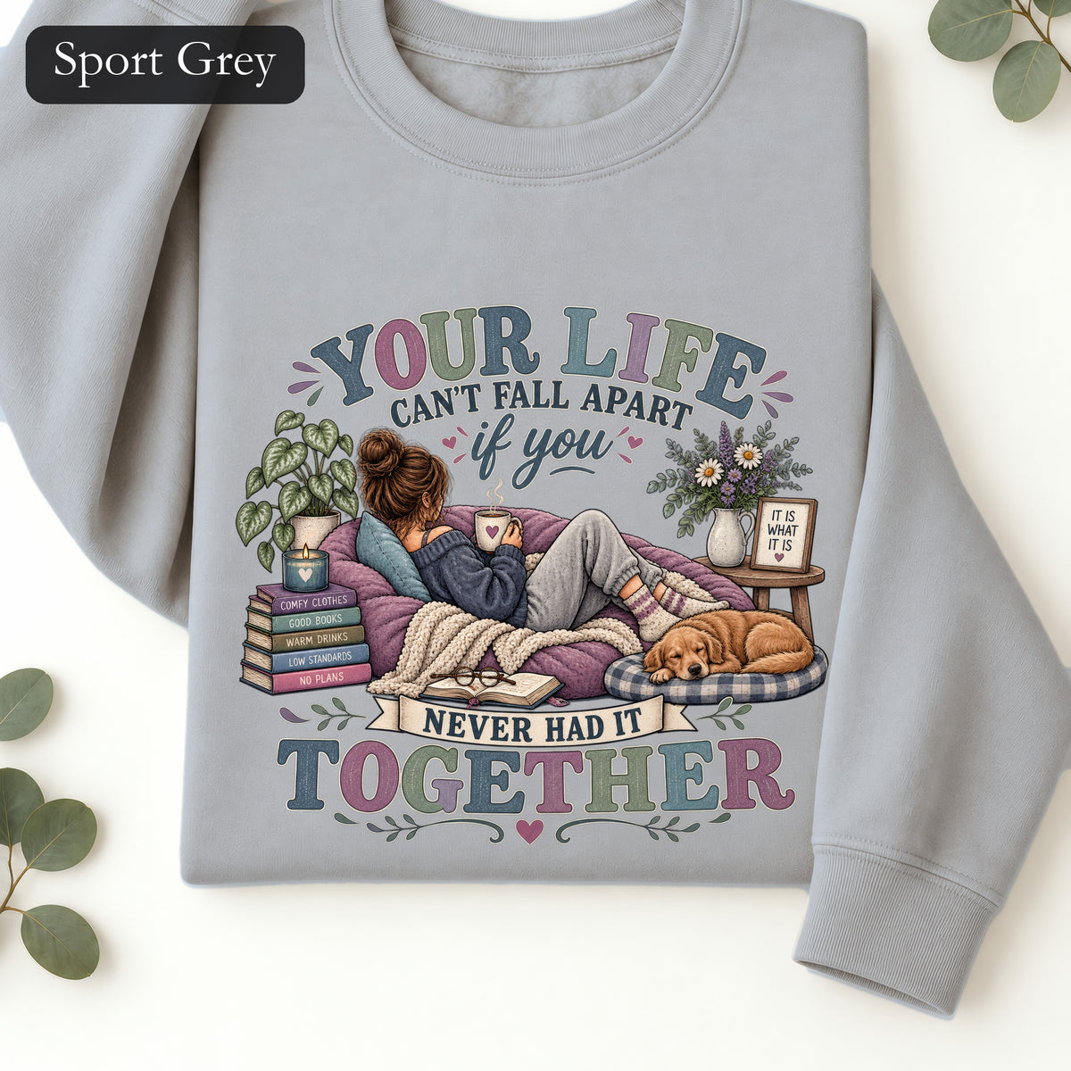 Your Life Your Cottagecore Aesthetic Sweatshirt | Cozy Reading Dog Design