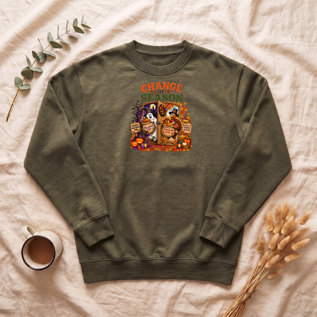 Change Season crewneck sweatshirt | Halloween autumn pumpkins spooky tombstones