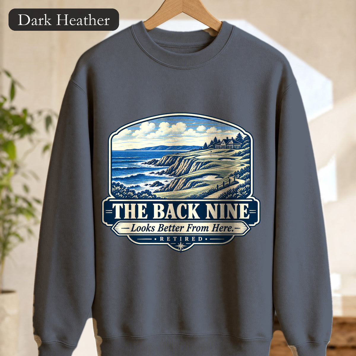 The Back Nine Sweatshirt, Scenic Golf Coast Crewneck, Vintage Golf Course Graphic, Golfer Gift