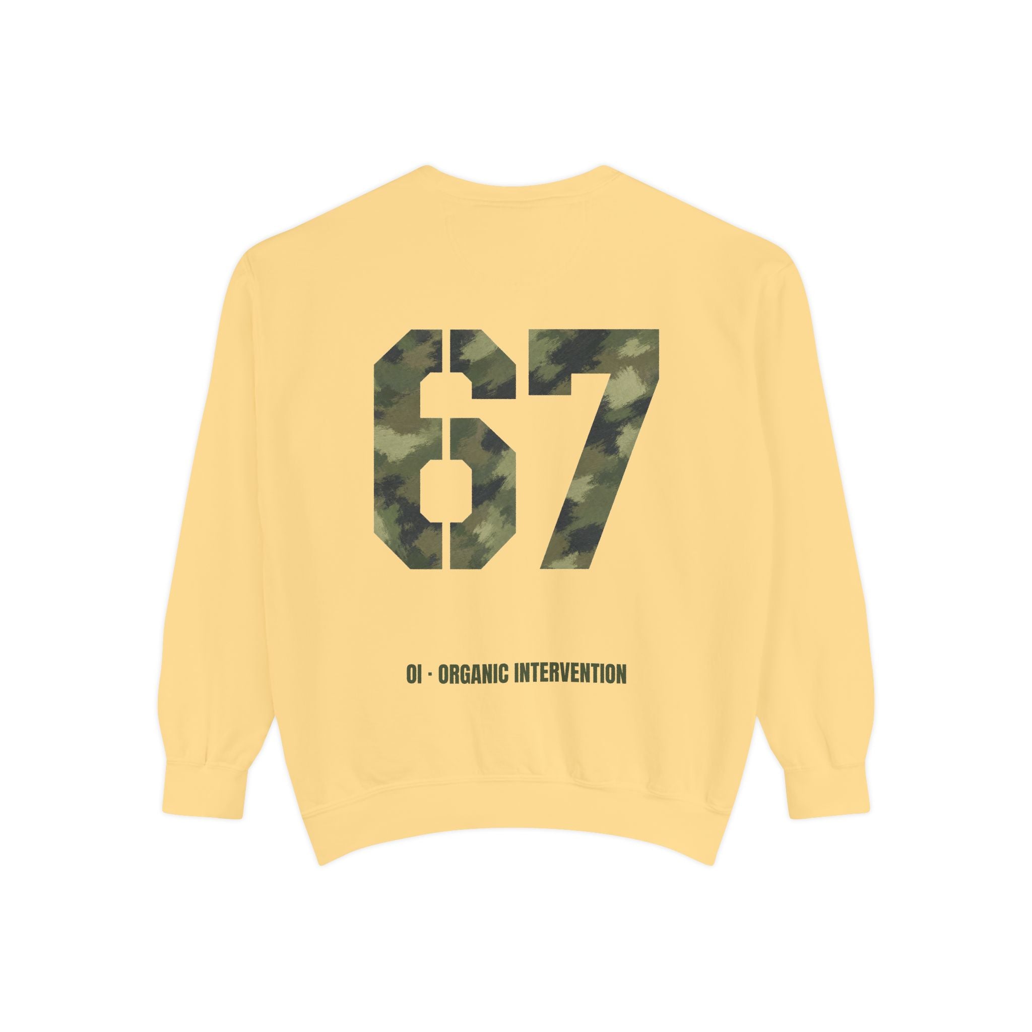 Organic Intervention 67 Camo Shirt, OI Military Number Tee, Streetwear Camo Graphic Gift, Bold Statement Sweatshirt