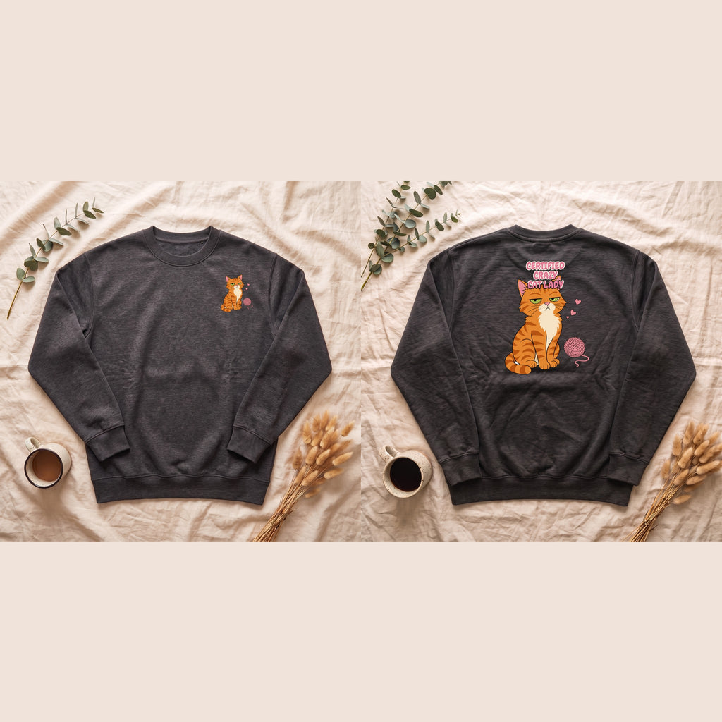 Certified Crazy Cat Lady Shirt, Orange Cat Mom Tee, Ginger Cat Lover Gift, Funny Cat Owner Sweatshirt