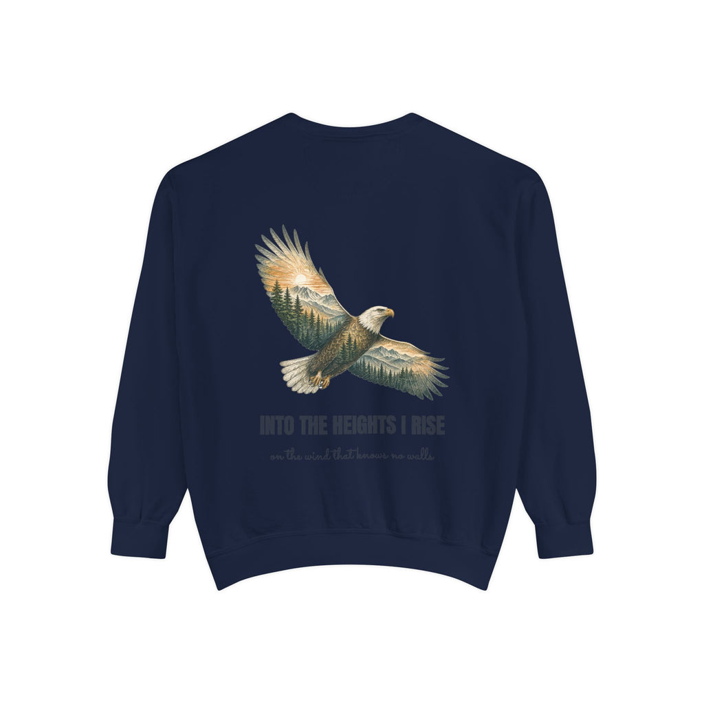 Into the Heights I Rise Shirt, Eagle Double Exposure Tee, Mountain Wilderness Adventure Gift, Woodland Nature Sweatshirt