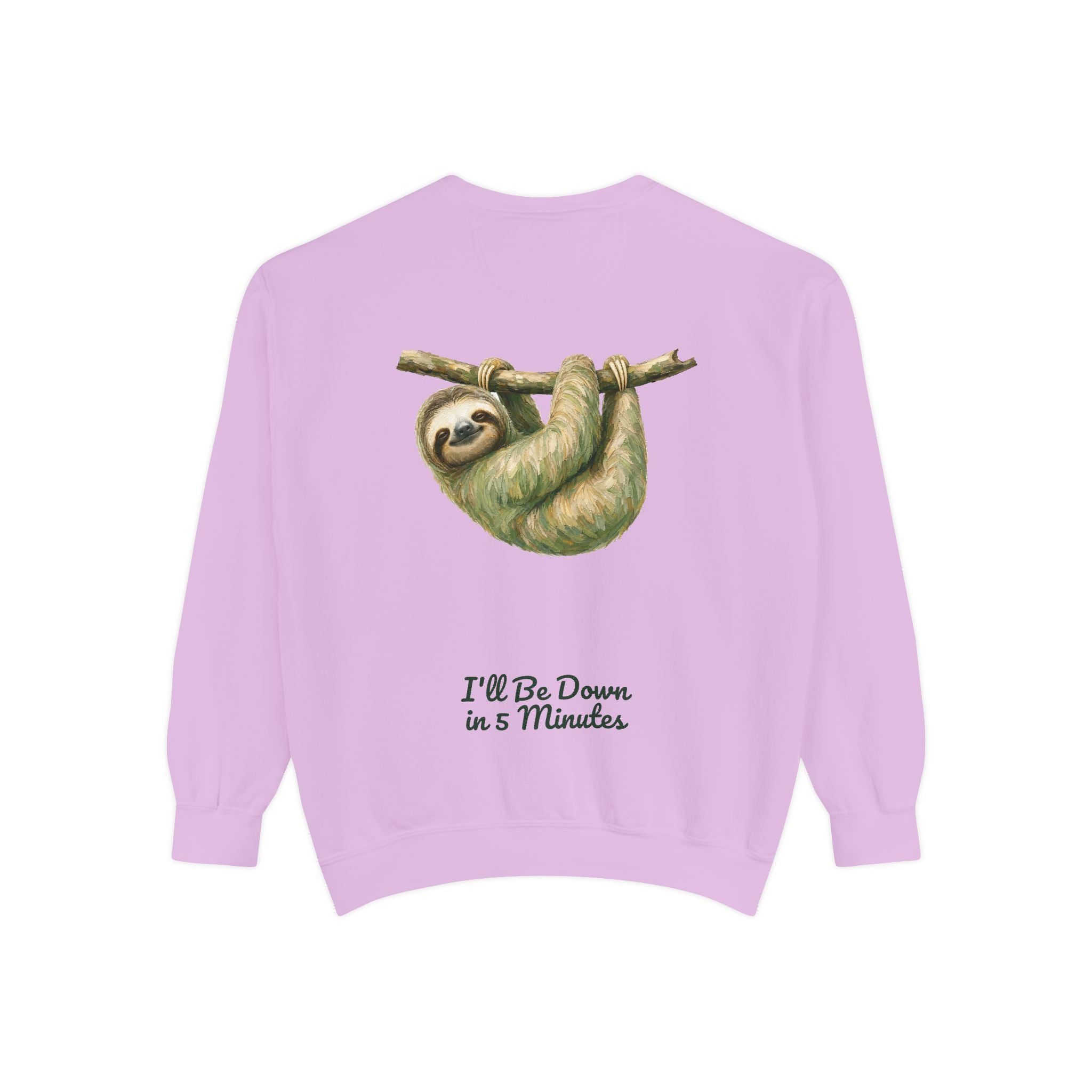 Sloth Shirt, I'll Be Down in 5 Minutes Tee, Funny Lazy Sloth Gift, Painterly Introvert Sweatshirt