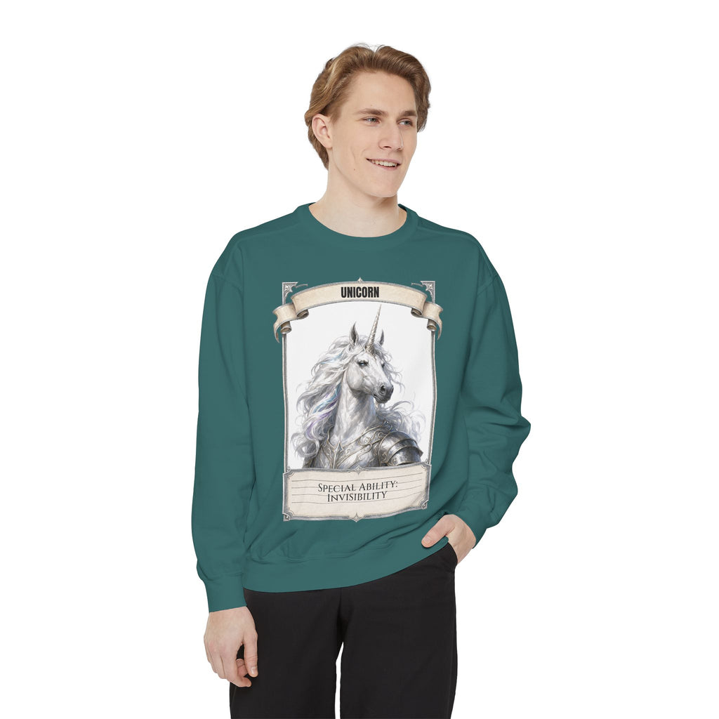 Unicorn Invisibility Stat Card Shirt, Funny RPG Gamer Tee, Tabletop D20 Fantasy Gift, Dungeon Dice Sweatshirt