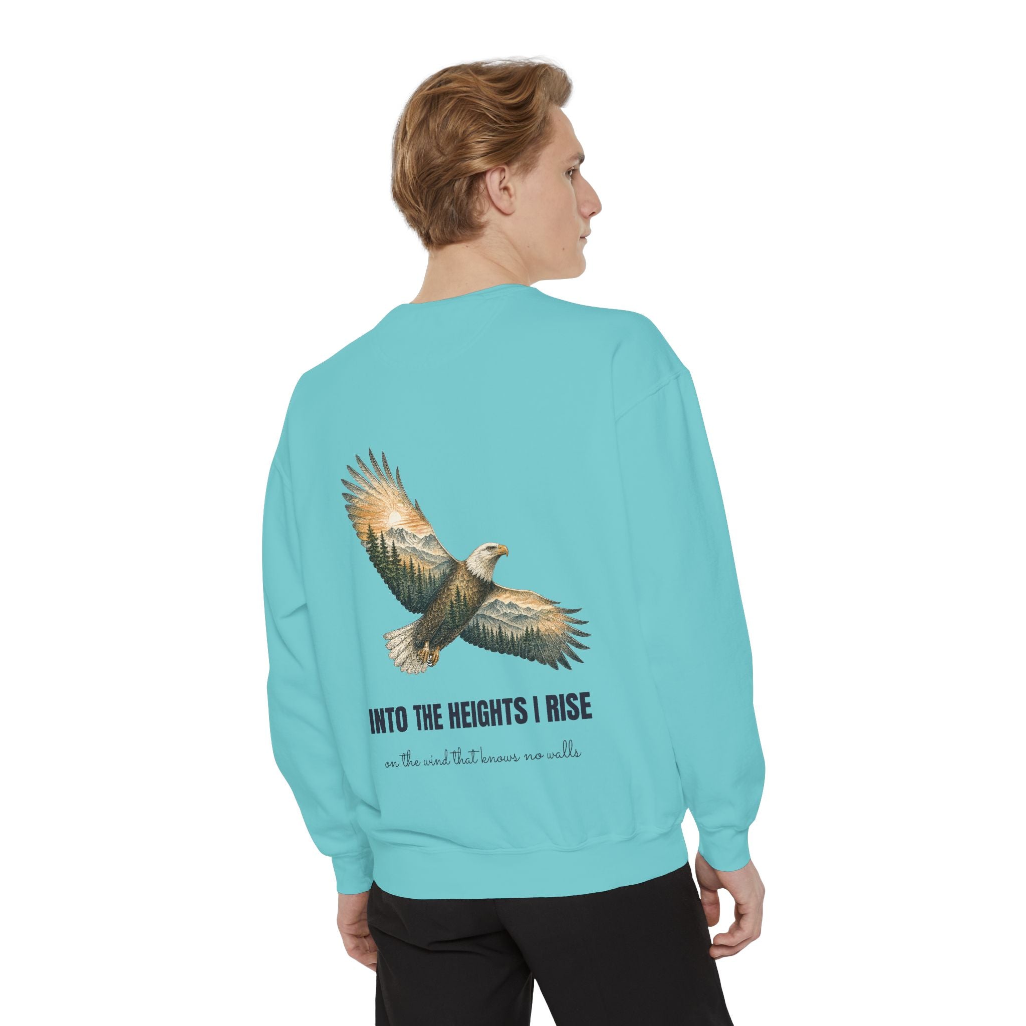 Into the Heights I Rise Shirt, Eagle Double Exposure Tee, Mountain Wilderness Adventure Gift, Woodland Nature Sweatshirt