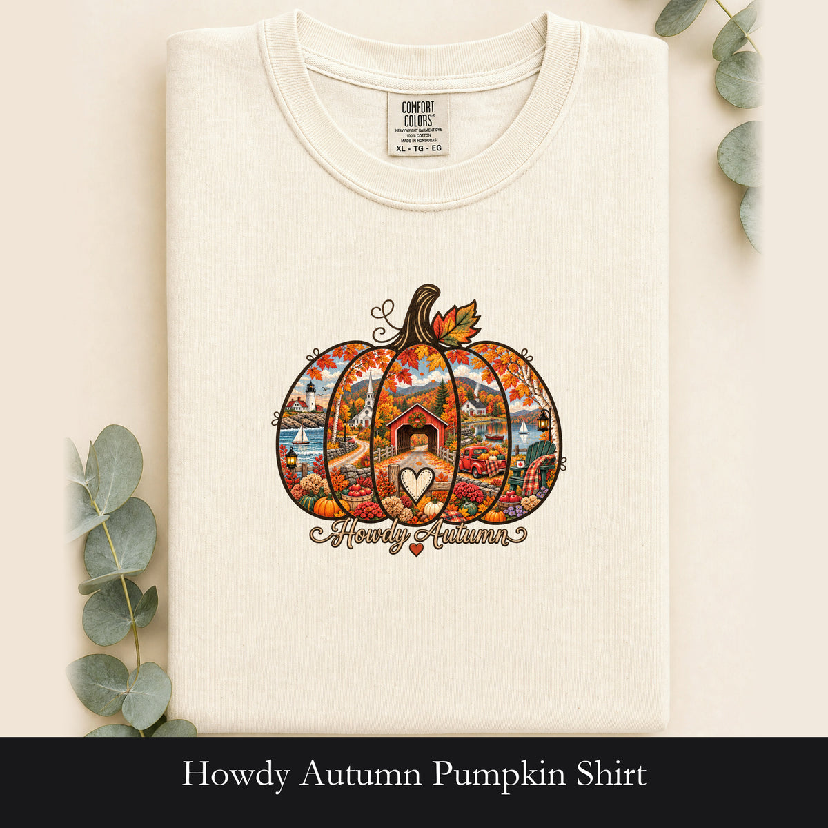 Howdy Autumn Pumpkin Shirt | Fall Patchwork Pumpkin Design, Vintage design