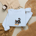 Black Cat Crewneck Sweatshirt | Cute Kitty Embroidery