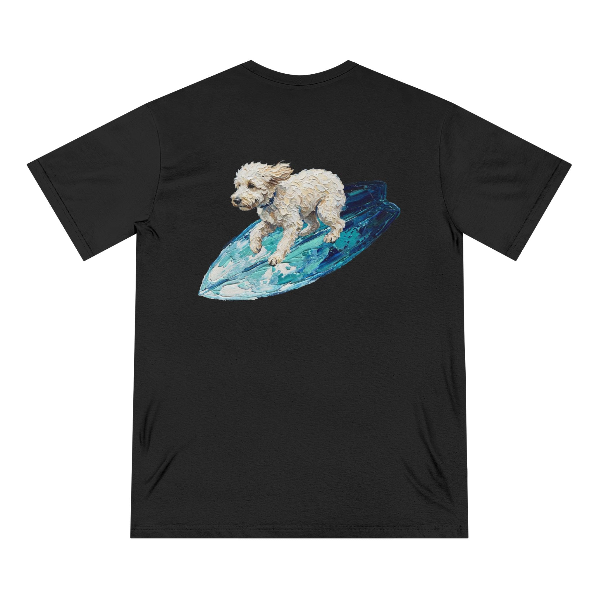 Organic Cotton Surfing Dog T-Shirt — Funny Beach Dog Tee