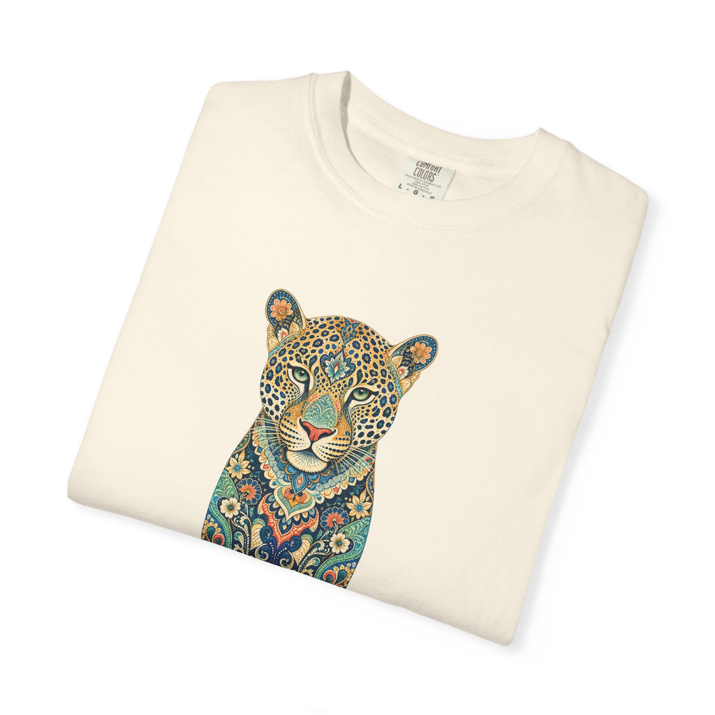 Boho Leopard Shirt, Folk Art Leopard Tee, Japanese Pattern Big Cat Lover Gift, Vintage Floral Leopard Sweatshirt