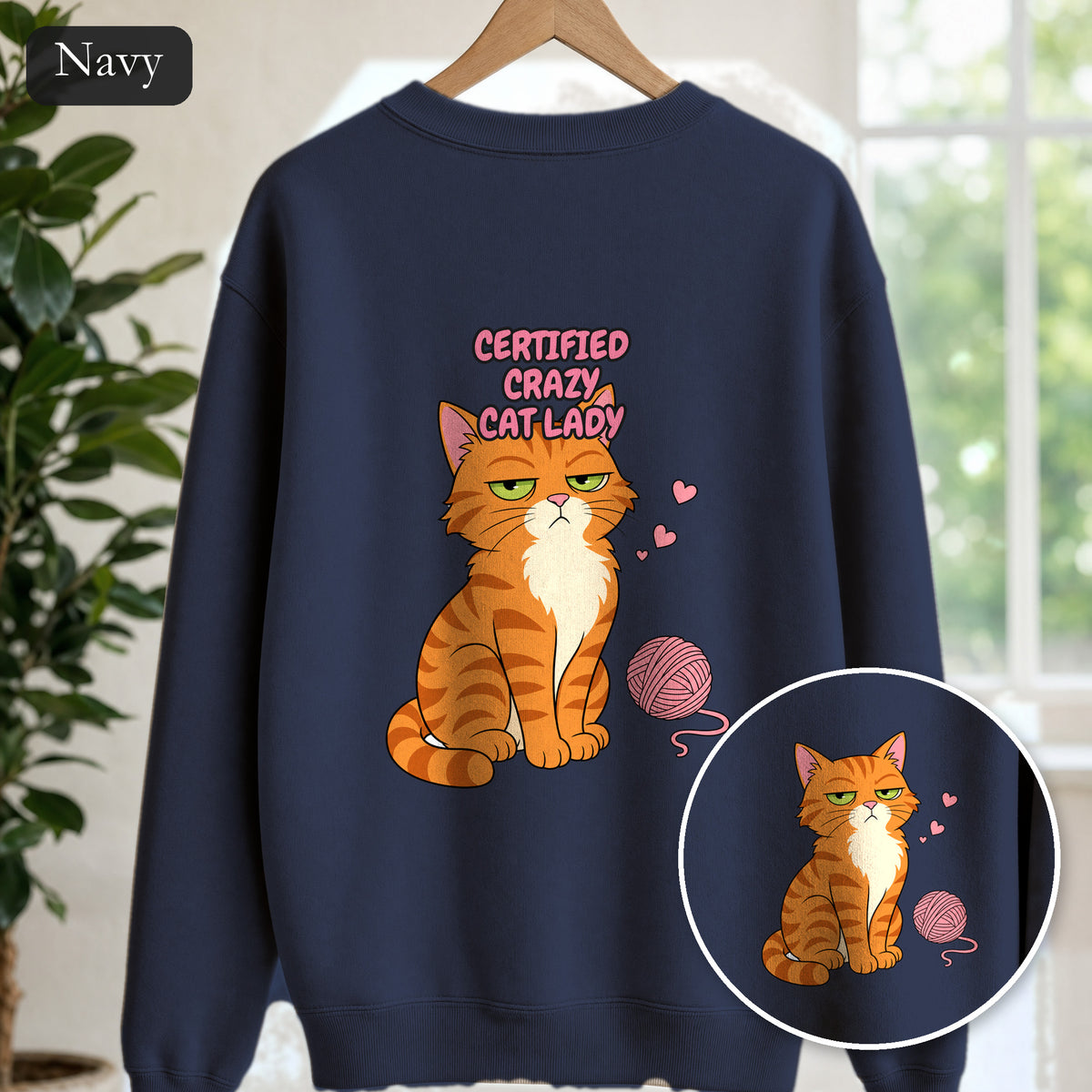 Certified Crazy Cat Lady Shirt, Orange Cat Mom Tee, Ginger Cat Lover Gift, Funny Cat Owner Sweatshirt
