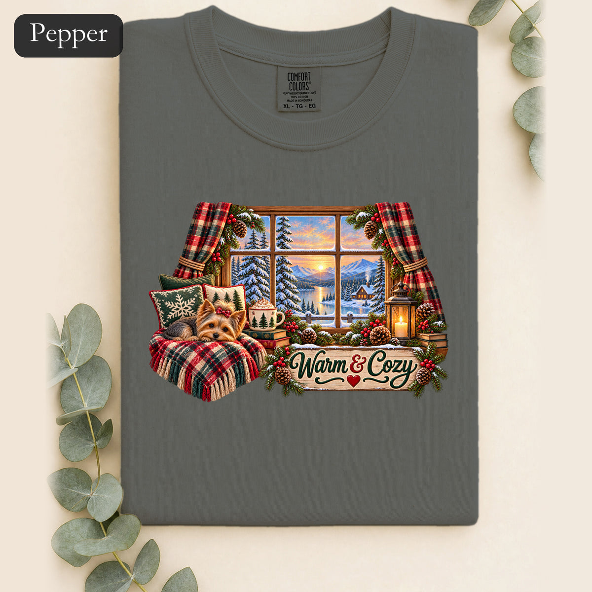 Warm & Cozy Cabin Window Shirt | Winter Lodge Plaid Decor