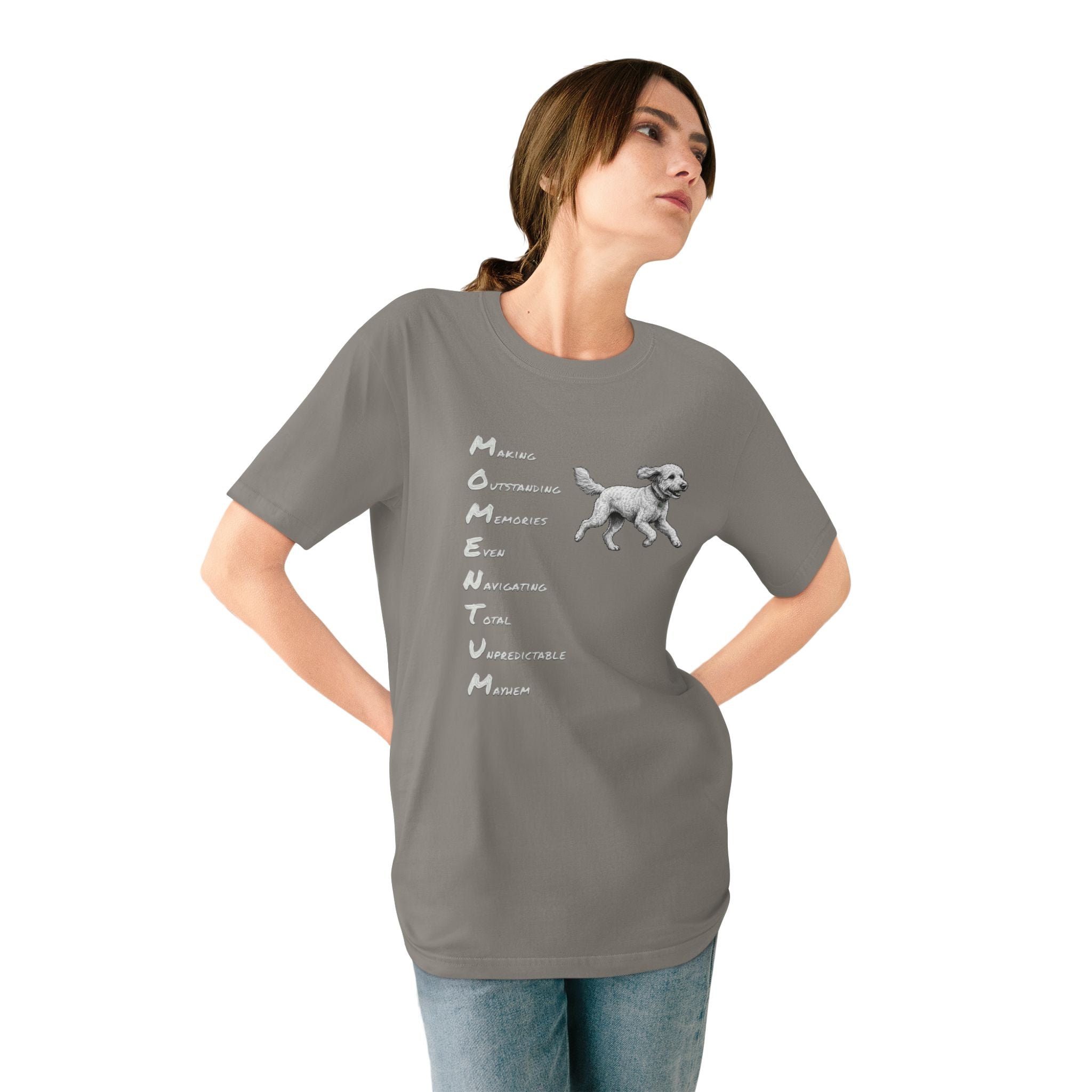 Organic Cotton Momentum Dog T-Shirt — Running Goldendoodle Tee