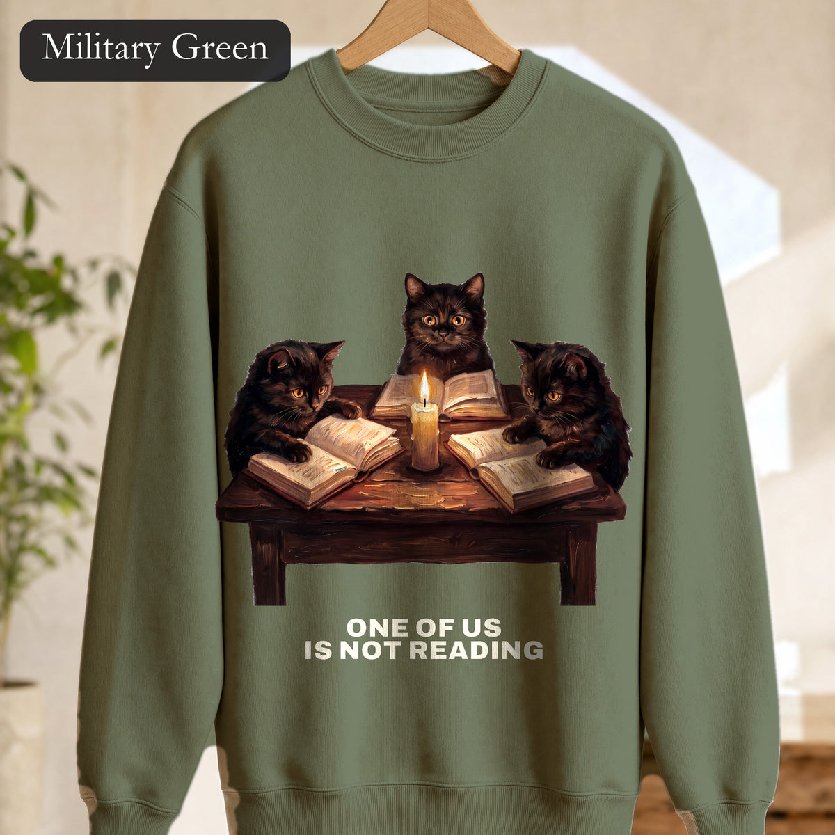 Book Club Cats Sweatshirt, One Of Us Is Not Reading Crewneck, Funny Book Club Group Sweatshirt, Reader Cat Lover Gift