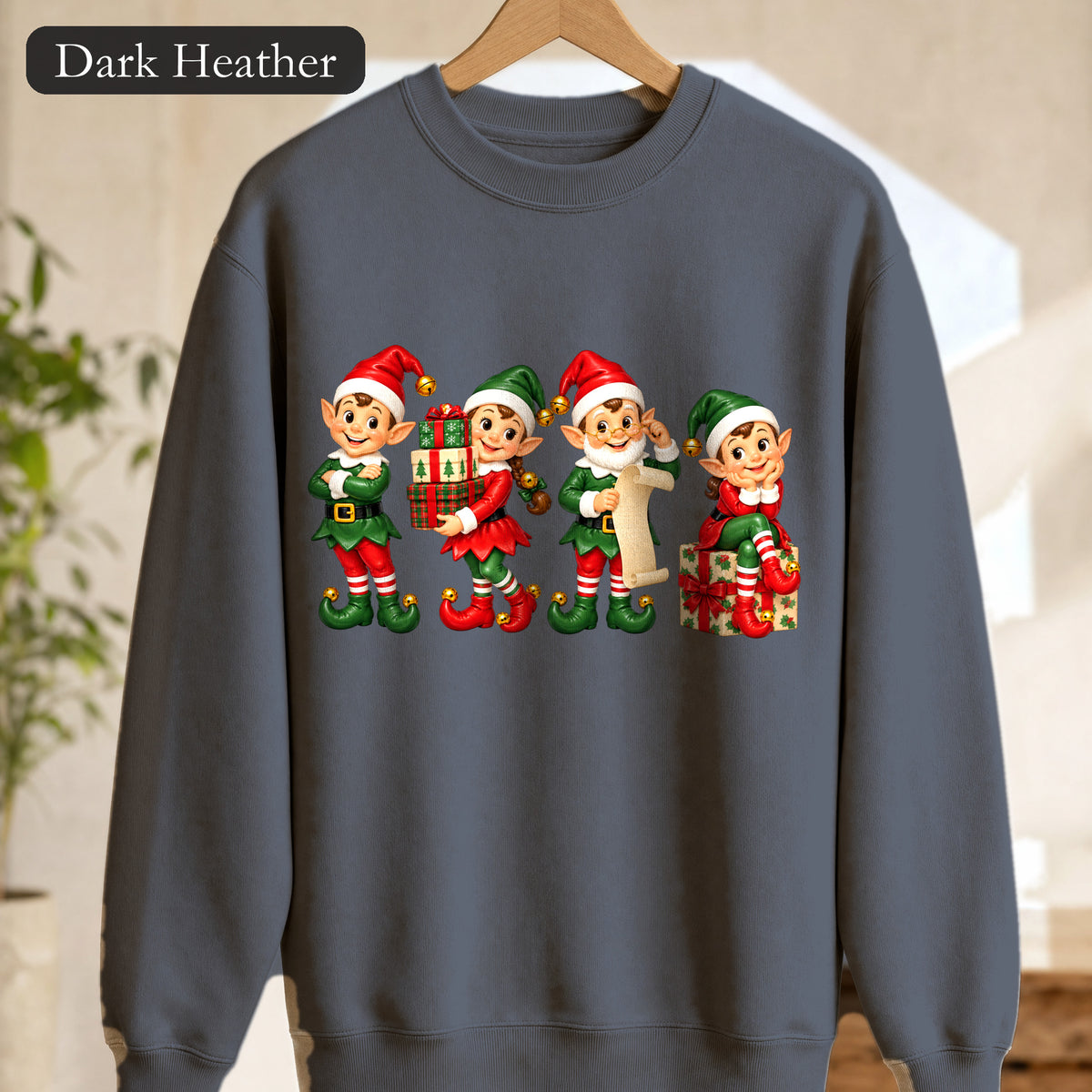Christmas Elves Lineup Sweatshirt | Vintage Holiday Elf Characters