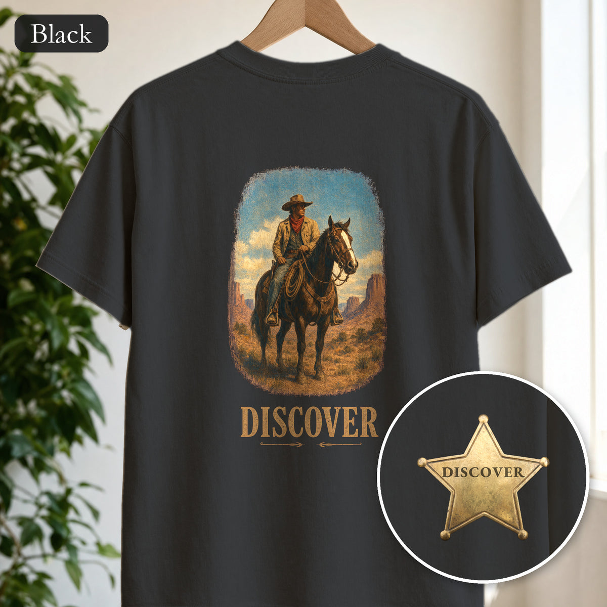 Discover Cowboy Shirt, Vintage Western Horse Tee, Desert Rodeo Tee, Sheriff Star Cowboy Gift