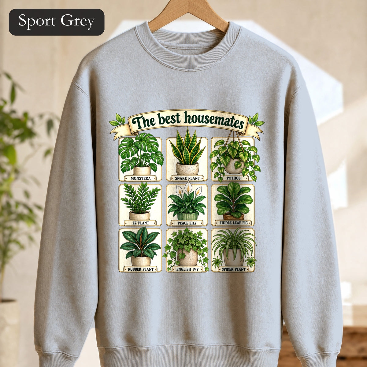 The Best Housemates plant grid Sweatshirt | Crewneck