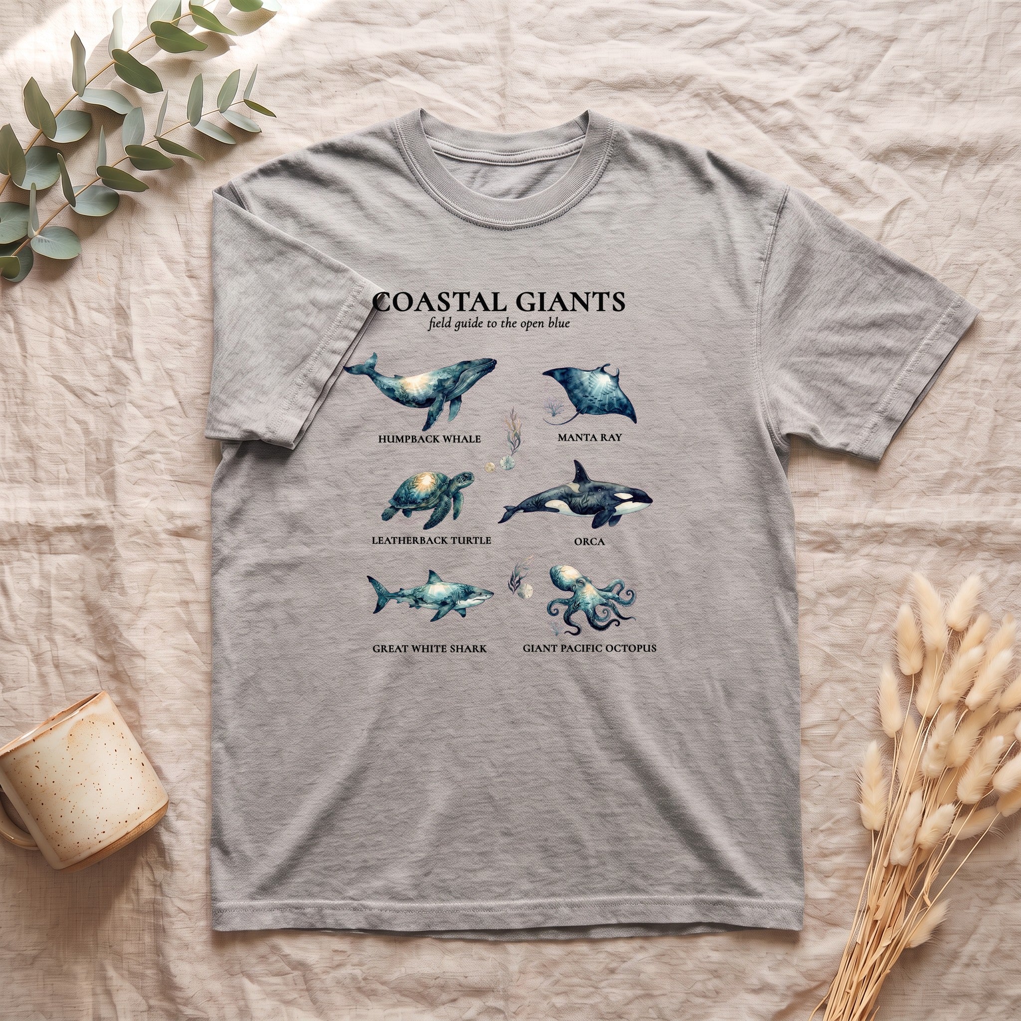 Coastal Giants Ocean Field Guide Shirt, Whale Manta Sea Turtle Tee, Marine Life Ocean Lover Gift, Nautical Sweatshirt