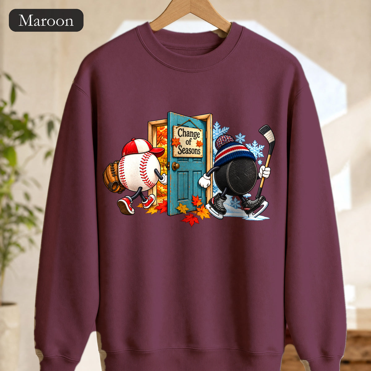 Baseball and Hockey 'Change of Seasons' Sweatshirt | Sports Autumn Winter Design