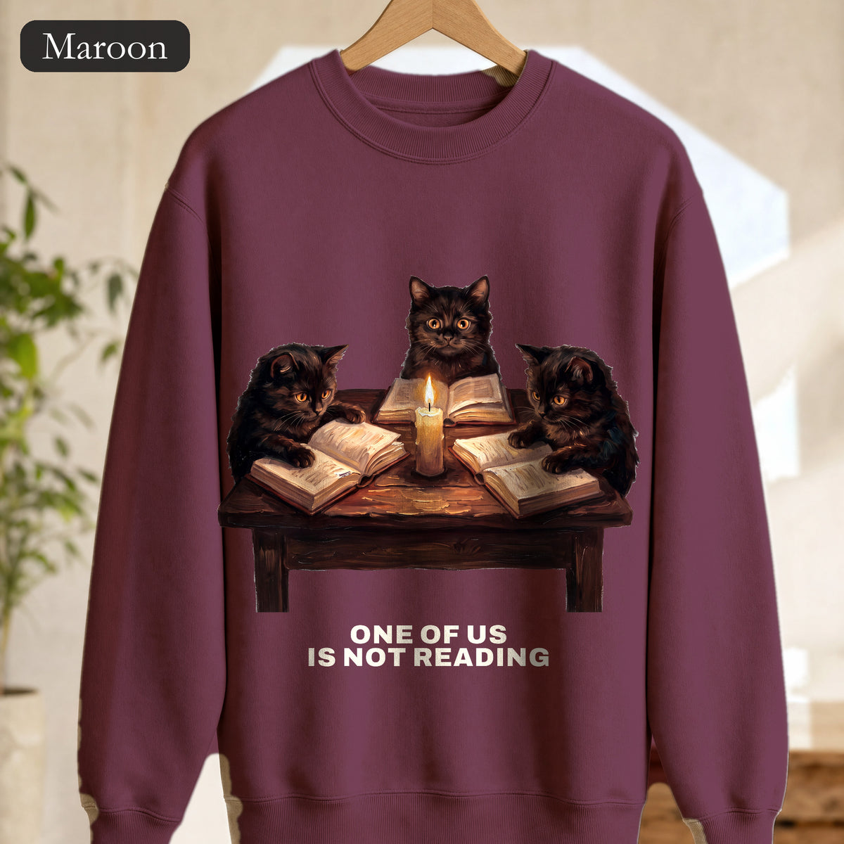 Book Club Cats Sweatshirt, One Of Us Is Not Reading Crewneck, Funny Book Club Group Sweatshirt, Reader Cat Lover Gift