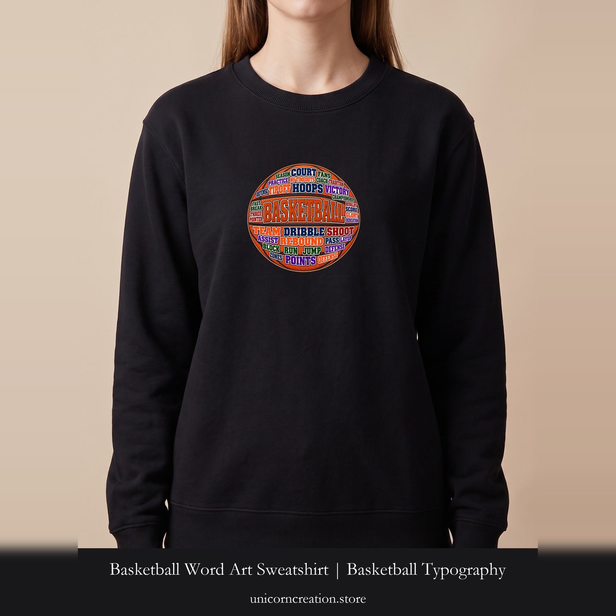 Basketball Word Art Sweatshirt | Basketball Typography Crewneck