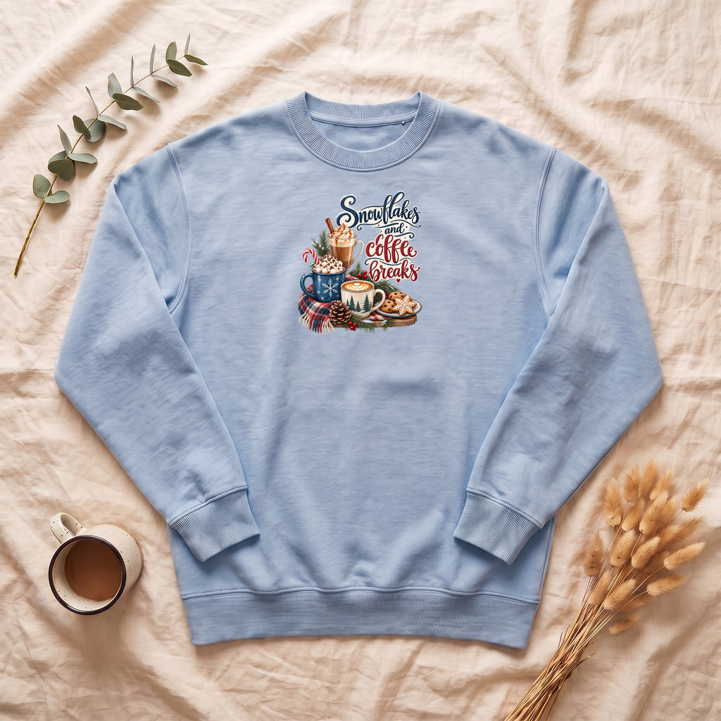Snowflakes and Coffee Break Sweatshirt | Winter Hot Cocoa Mug Design