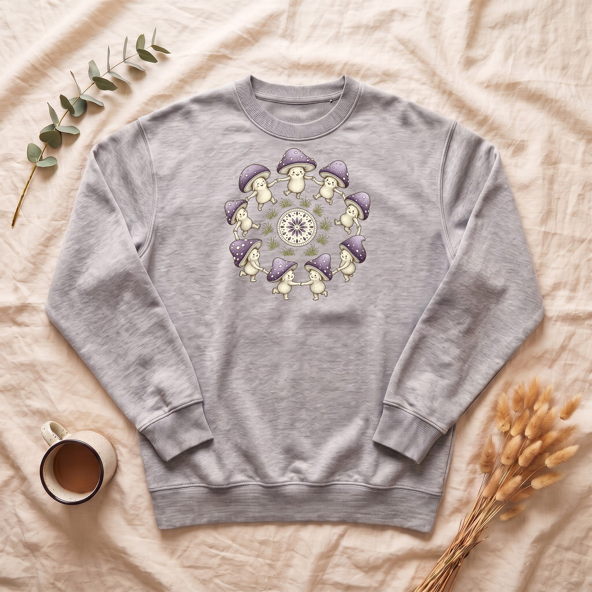 Cottagecore Mushroom Shirt, Lavender Fairy Ring Tee, Goblincore Nature Gift, Whimsical Mushroom Sweatshirt