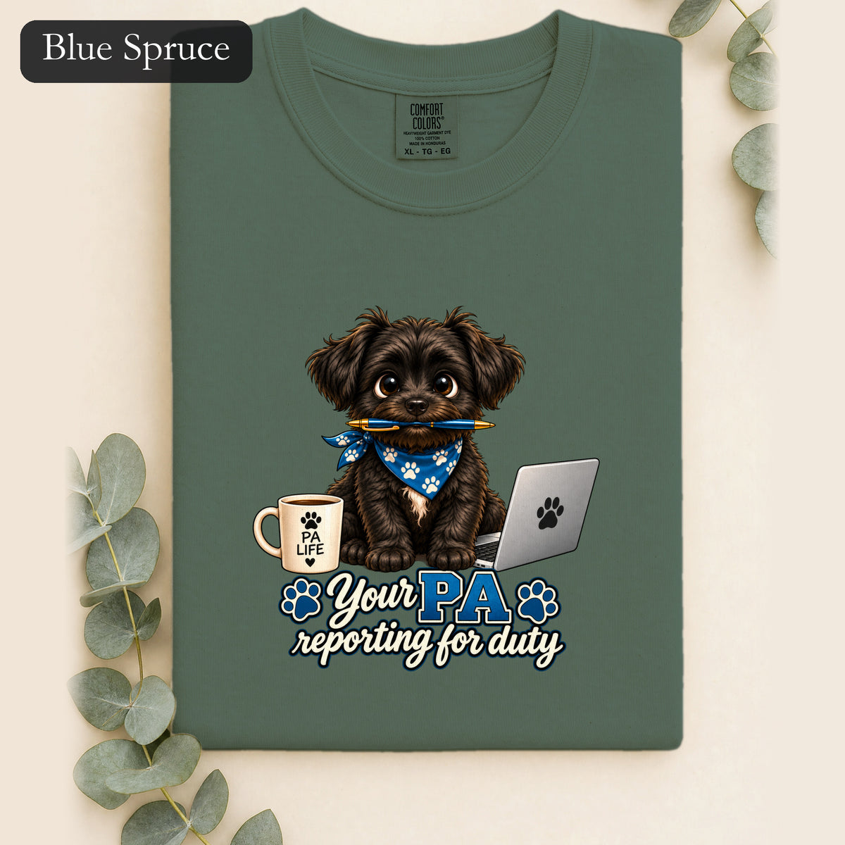 Yorkie PA Reporting For Duty Shirt | Personal Assistant Paw Print