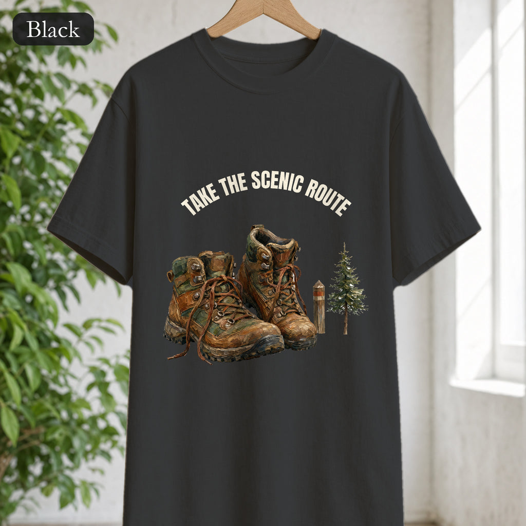 Take the Scenic Route Shirt, Hiking Trail Tee, Outdoor Adventure Nature Gift, Painterly Mountain Sweatshirt