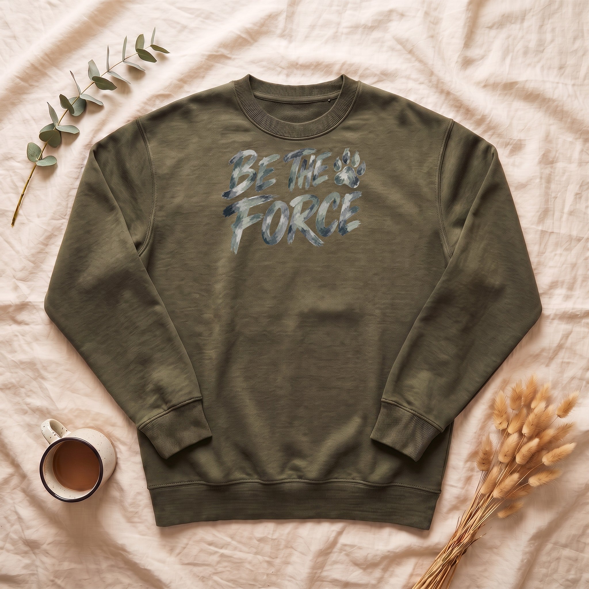 Be The Force Shirt, Camo Motivational Tee, Inspirational Encouragement Gift, Positive Vibes Paw Print Sweatshirt