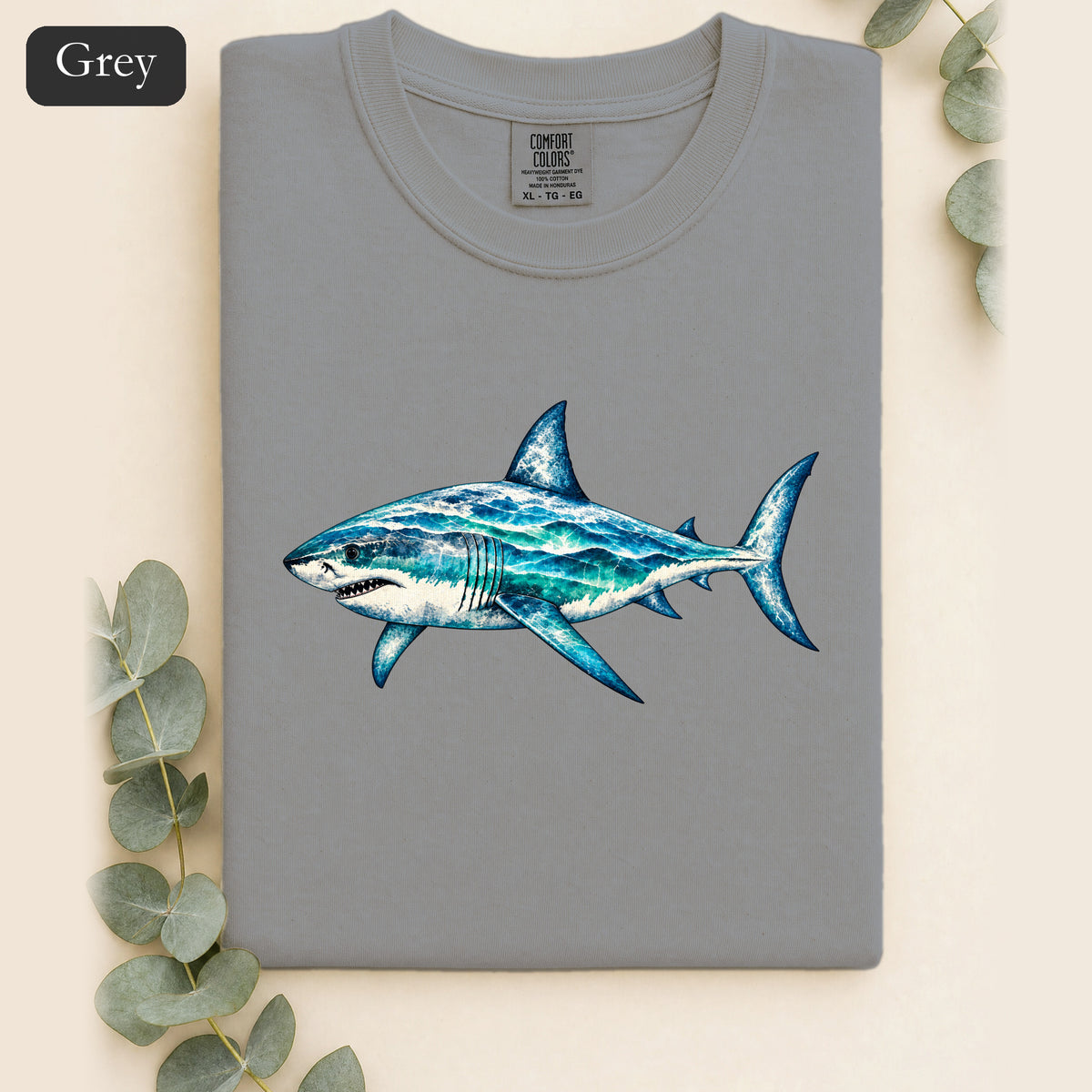 Blue Watercolor Shark Shirt | Ocean Fish Illustration