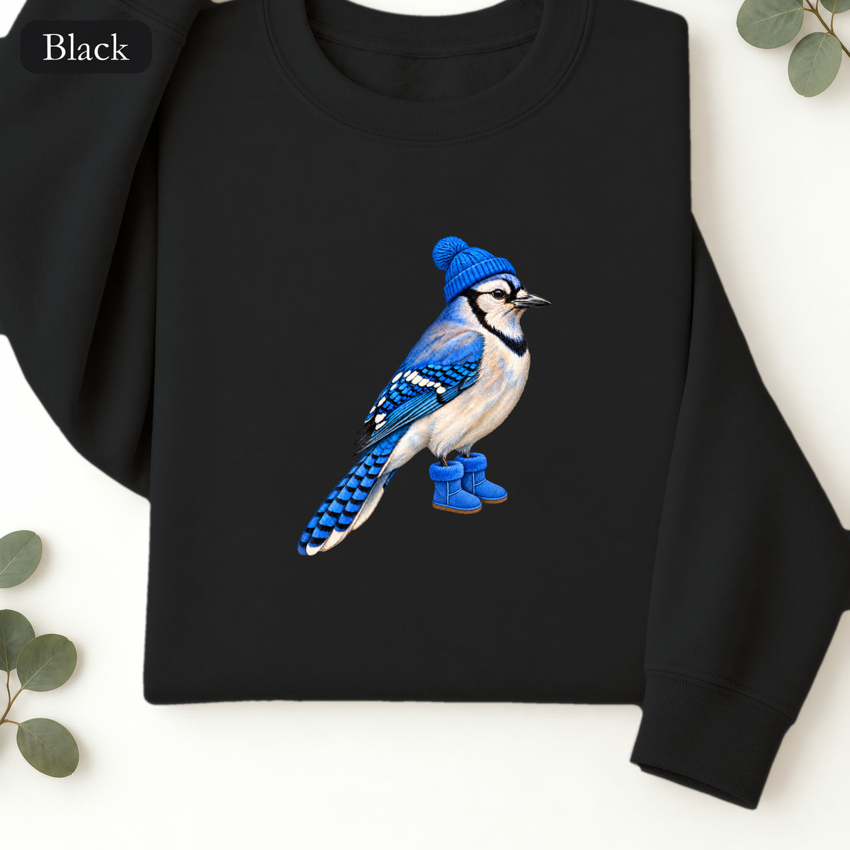 Blue Jay Illustration Crewneck Sweatshirt | Bird Graphic, Nature Theme