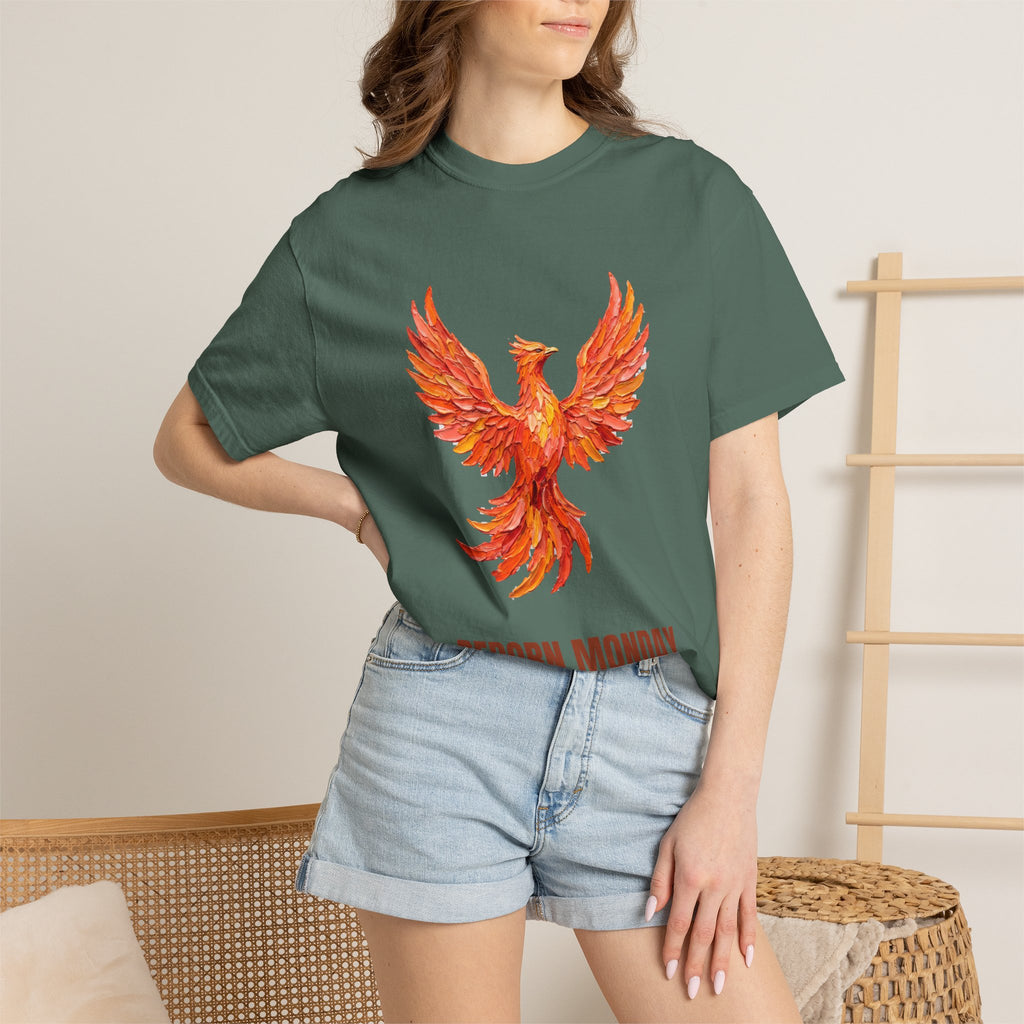 Reborn Monday Exhausted by Tuesday Shirt, Funny Phoenix Tee, Work Week Humor Gift, Painterly Fantasy Sweatshirt