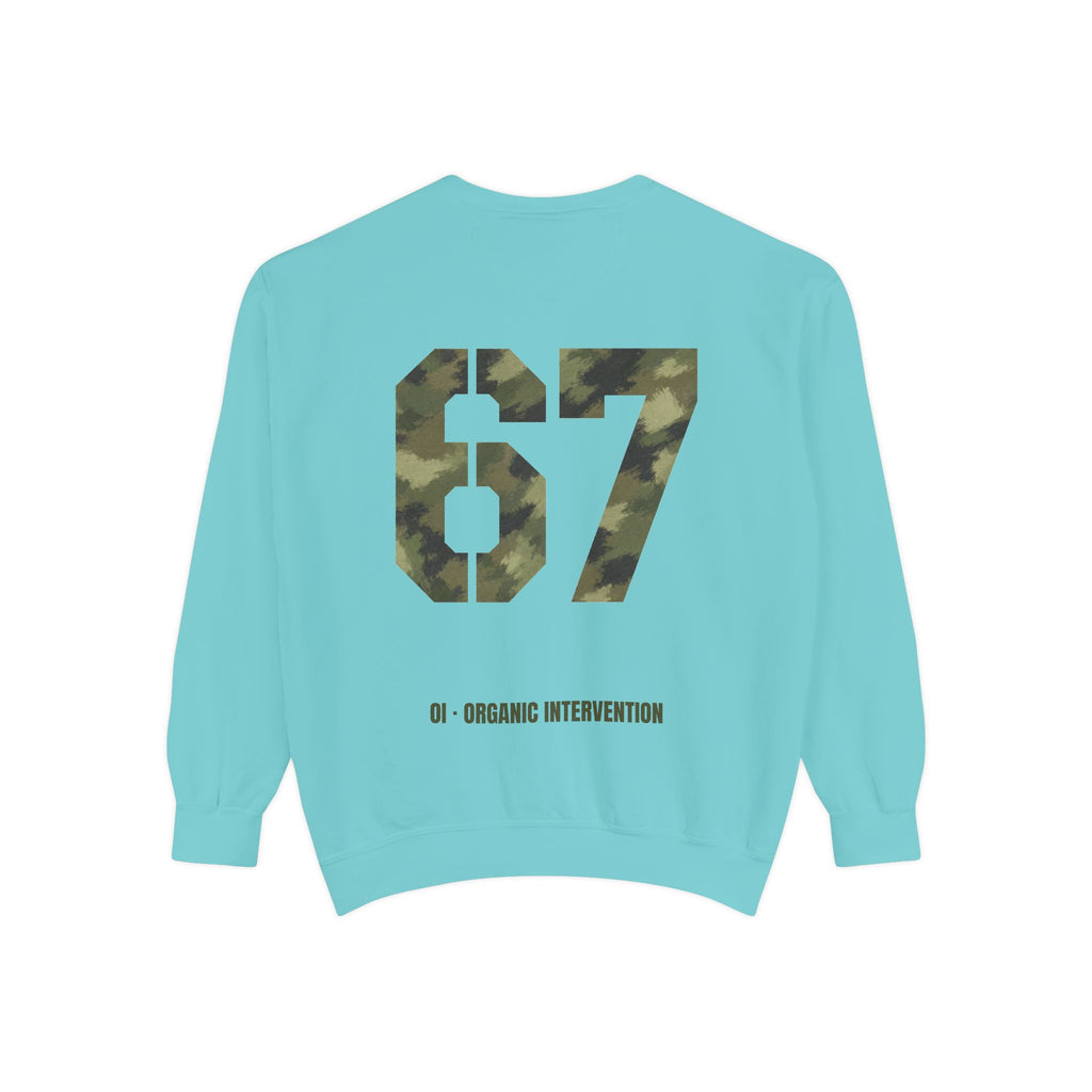 Organic Intervention 67 Camo Shirt, OI Military Number Tee, Streetwear Camo Graphic Gift, Bold Statement Sweatshirt