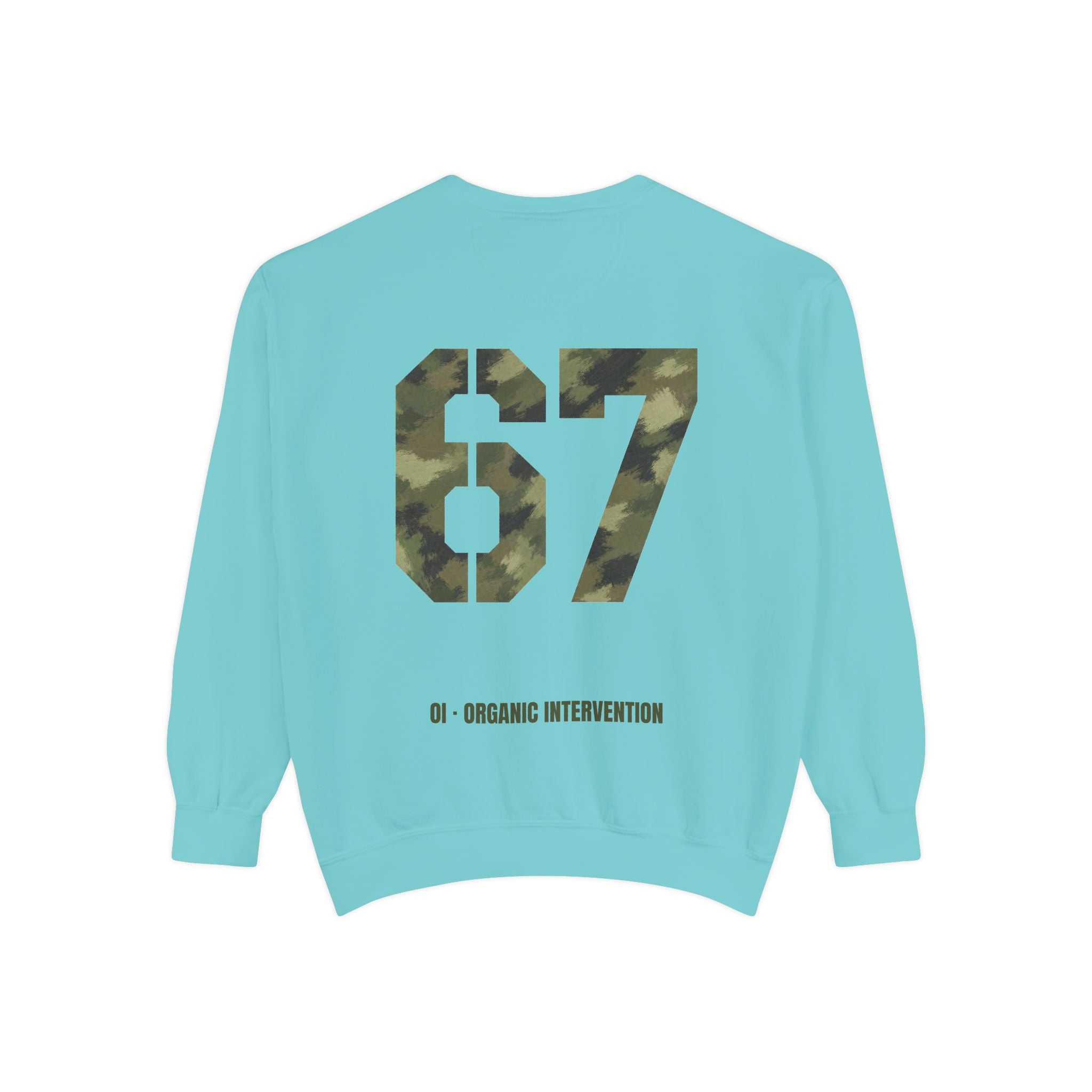 Organic Intervention 67 Camo Shirt, OI Military Number Tee, Streetwear Camo Graphic Gift, Bold Statement Sweatshirt