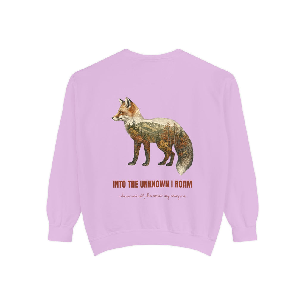 Into the Unknown I Roam Shirt, Fox Double Exposure Tee, Woodland Wanderlust Adventure Gift, Nature Hiking Sweatshirt