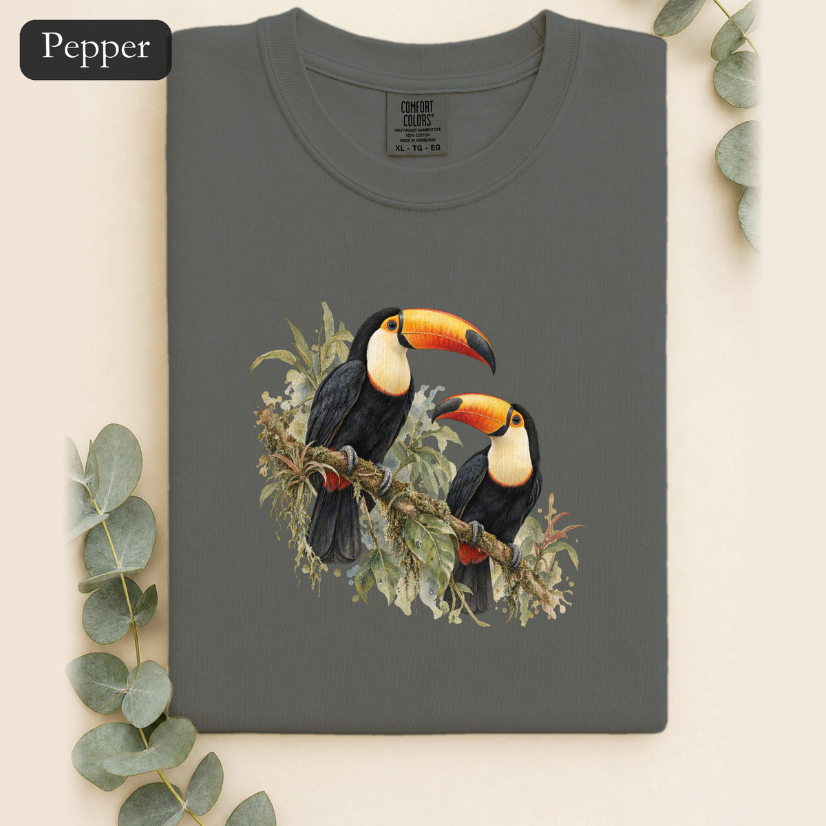Toucan Pair Tropical Bird Shirt | Botanical Illustration