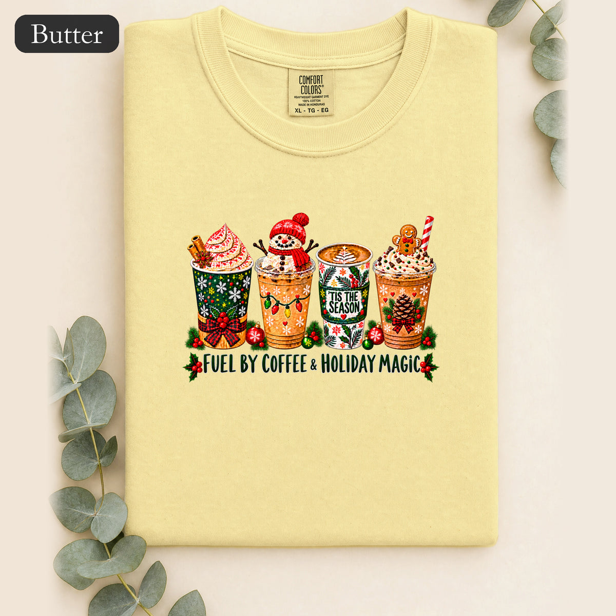 Cozy Holiday Coffee Cocoa Graphic Shirt | Winter Drink Design
