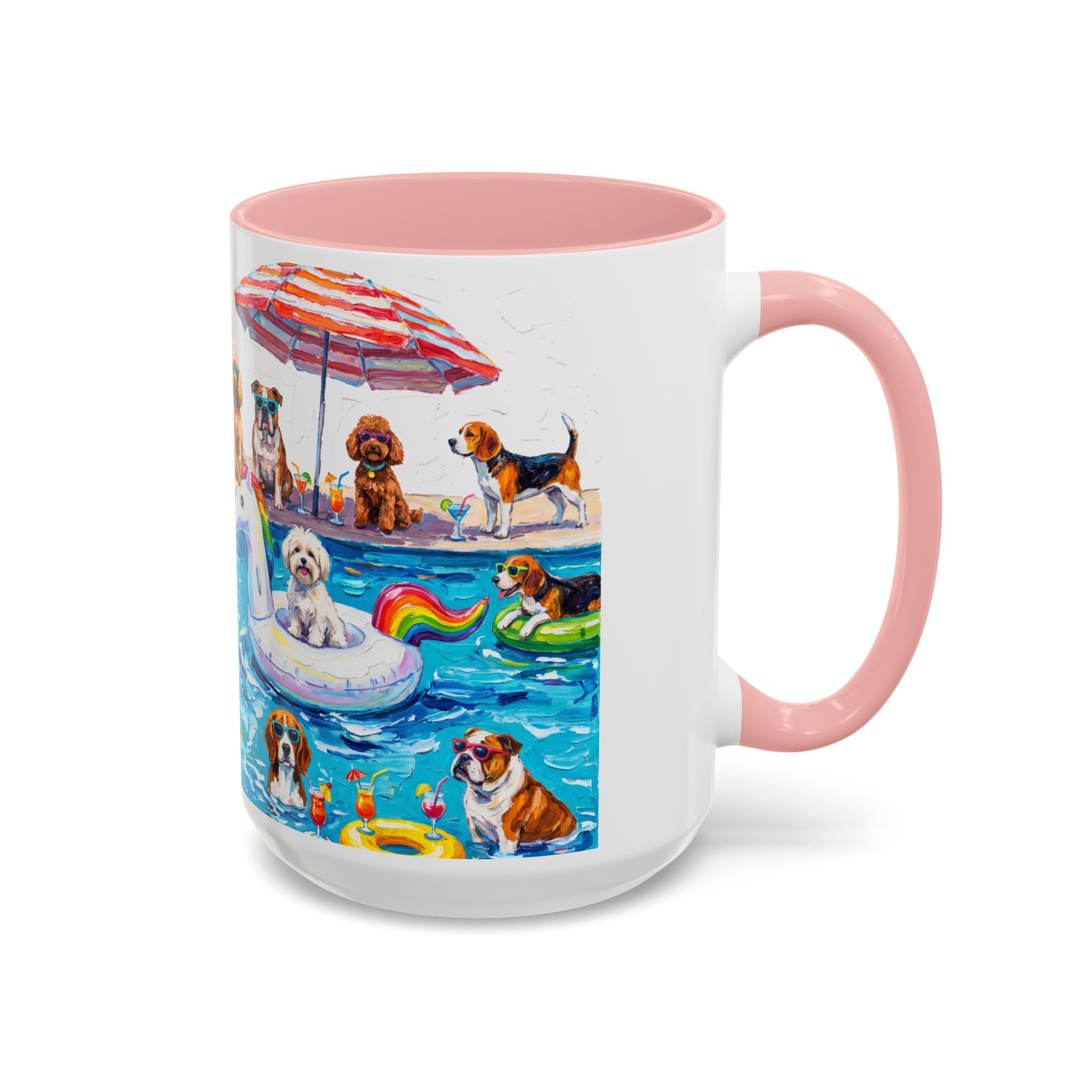 Dogs Pool Party Coffee Mug — Funny Summer Dog Mug (15 oz)