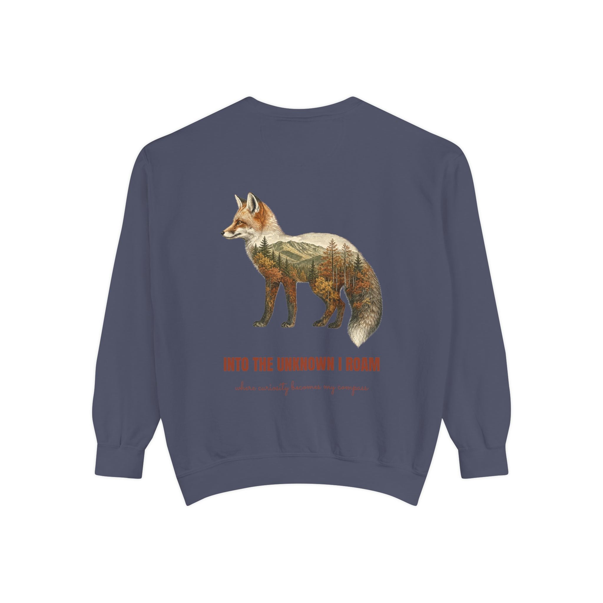 Into the Unknown I Roam Shirt, Fox Double Exposure Tee, Woodland Wanderlust Adventure Gift, Nature Hiking Sweatshirt
