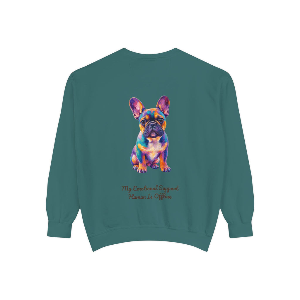 French Bulldog Shirt, My Emotional Support Human Is Offline Tee, Funny Frenchie Dog Mom Gift, Painterly Dog Lover Sweatshirt