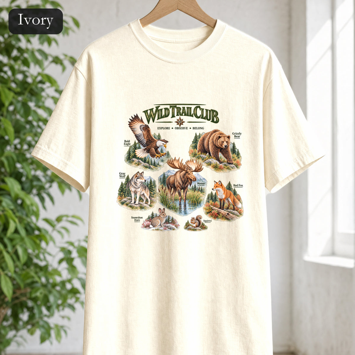 Wild Trail Club Shirt, Woodland Animals Tee, Walk Steady Go Far, Hiking Nature Lover Gift