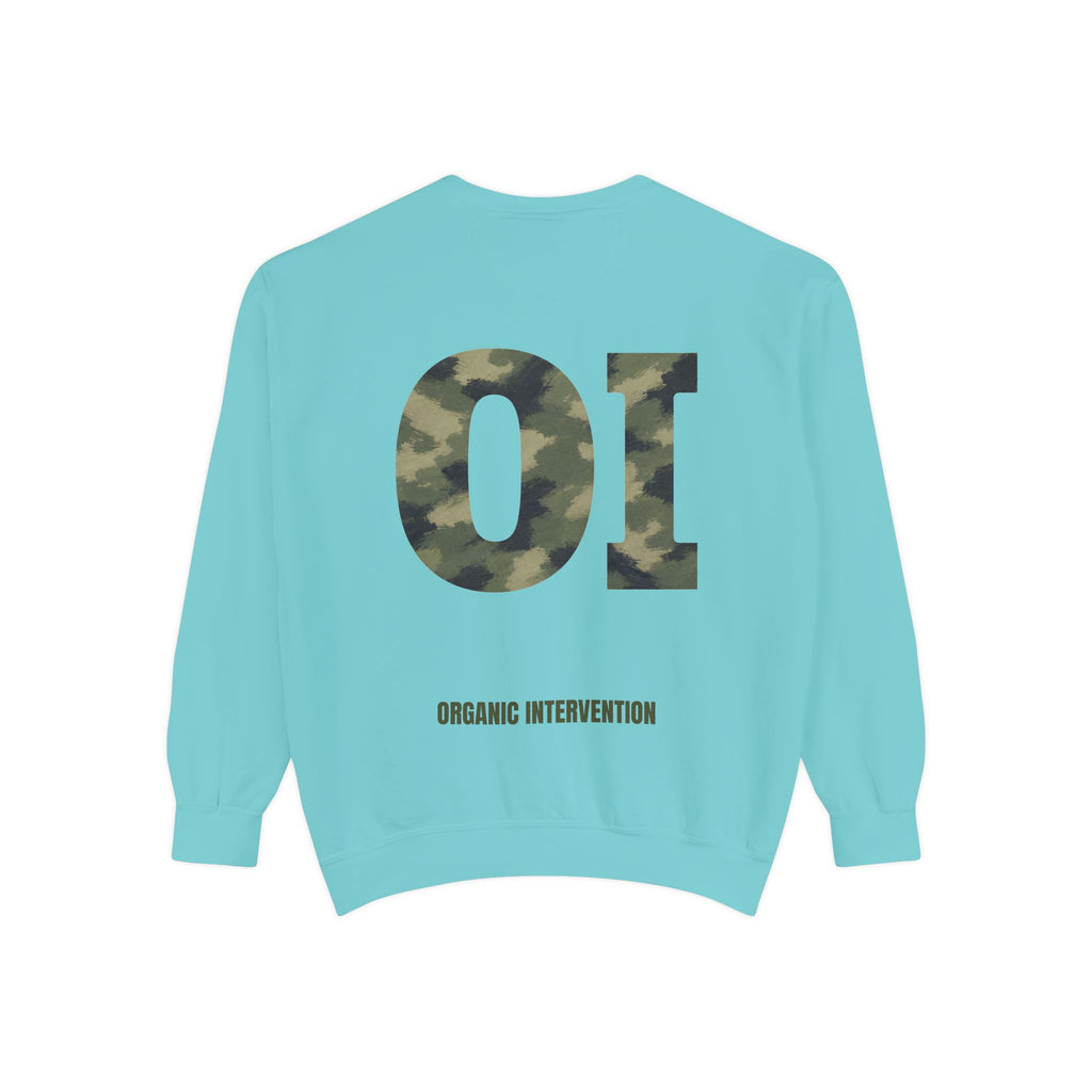 Organic Intervention Camo Hoodie, OI Monogram Anti-Algorithm Sweatshirt, Streetwear Camo Graphic Gift, Bold Statement Hoodie