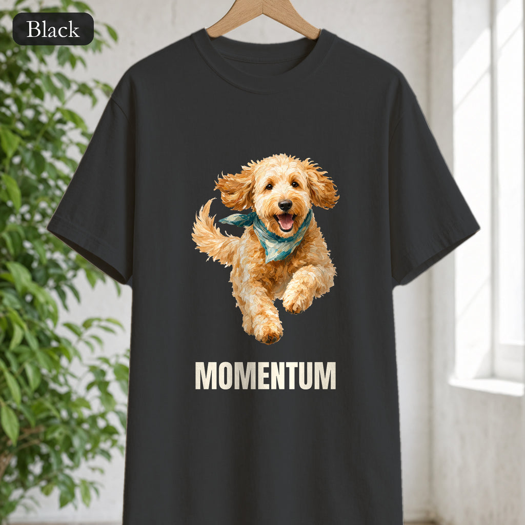 Momentum Goldendoodle Shirt, Running Doodle Dog Tee, Funny Doodle Dog Mom Gift, Painterly Dog Lover Sweatshirt