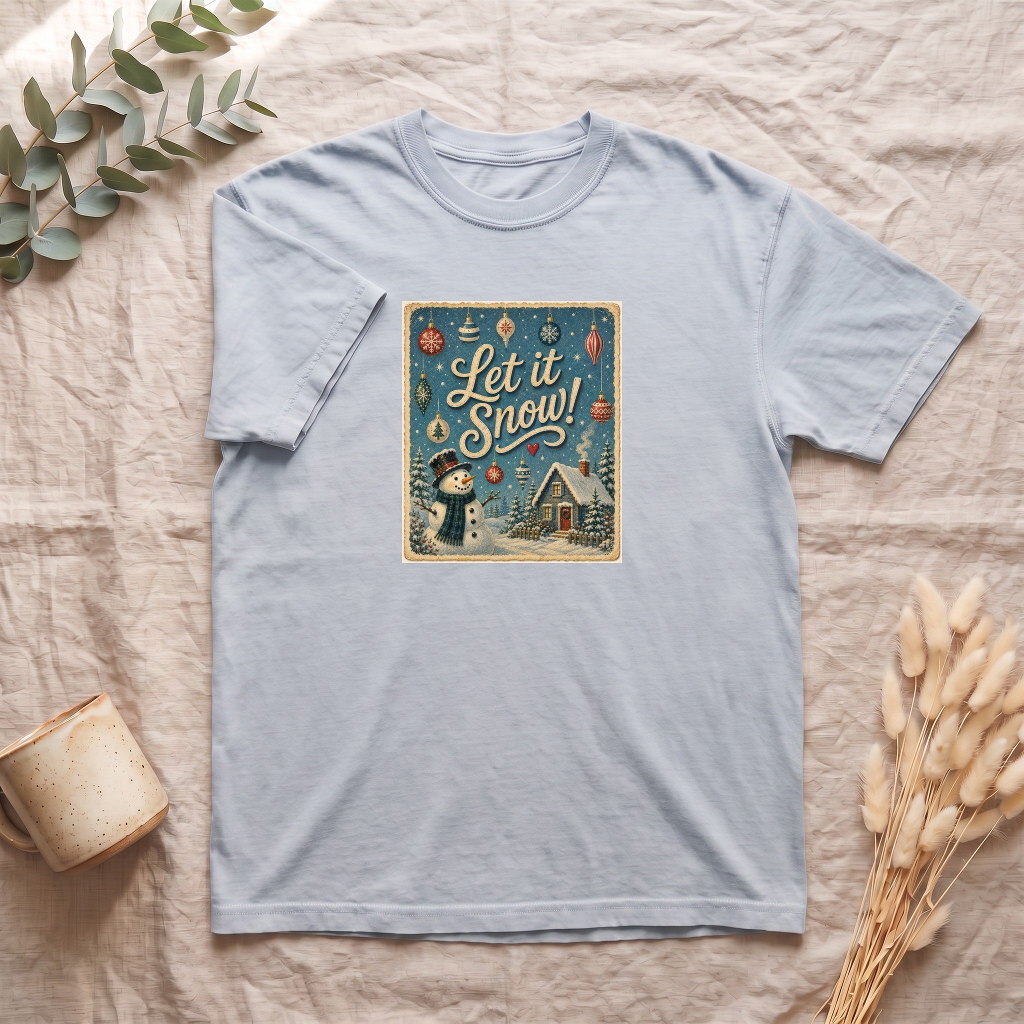 Let It Snow Snowman Cabin Shirt | Christmas Winter Holiday