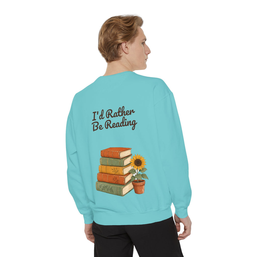 I'd Rather Be Reading Shirt, Book Lover Tee, Bookish Reader Gift, Cozy Sunflower Reading Sweatshirt