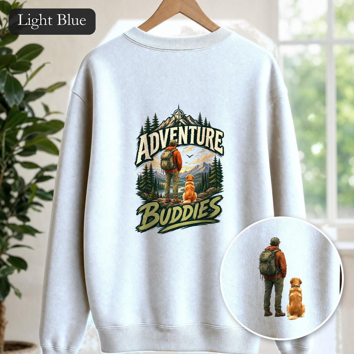 Adventure Buddies Shirt, Dog and Human Hiking Tee, Matching Dog Owner Gift, Painterly Outdoor Sweatshirt