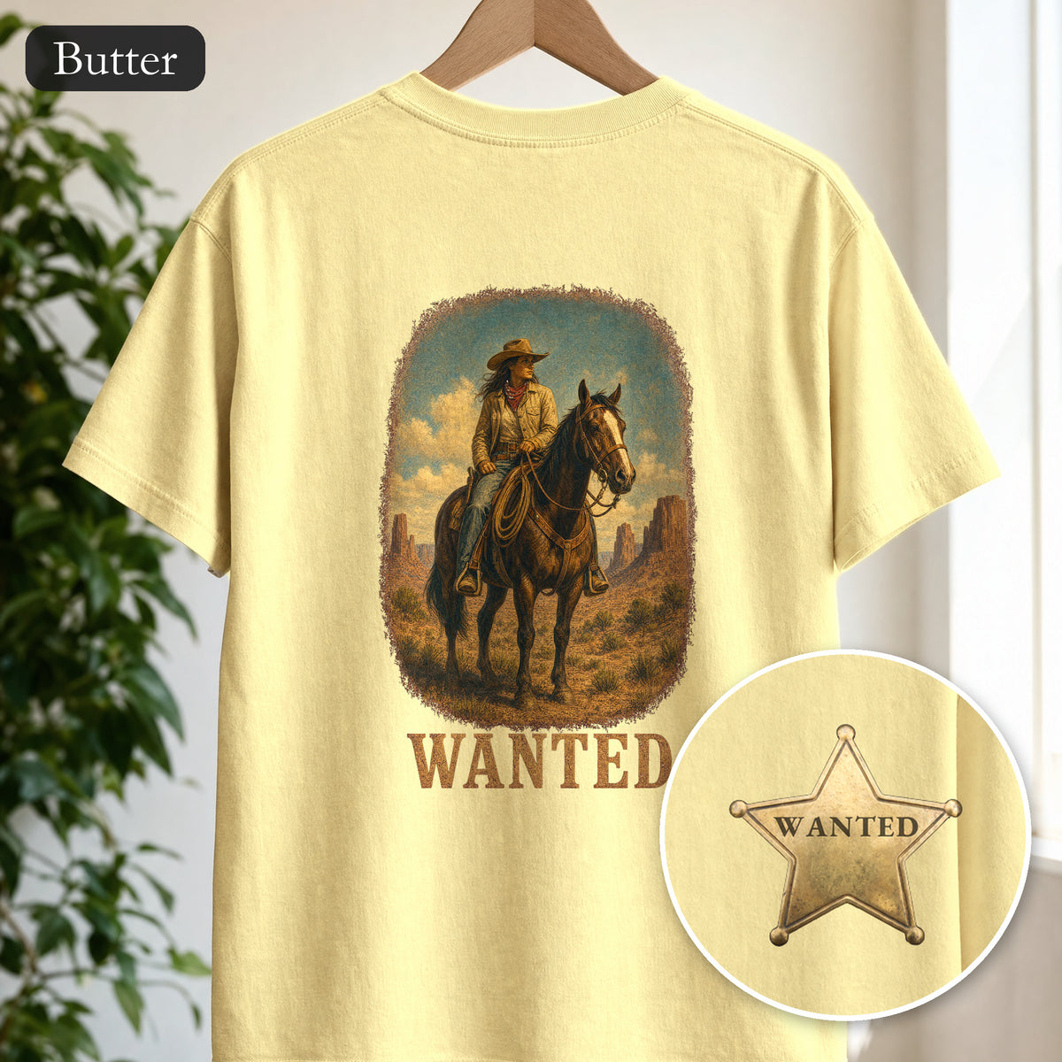 Wanted Cowgirl Shirt, Vintage Western Wanted Poster Tee, Desert Outlaw Tee, Sheriff Star Cowgirl Gift